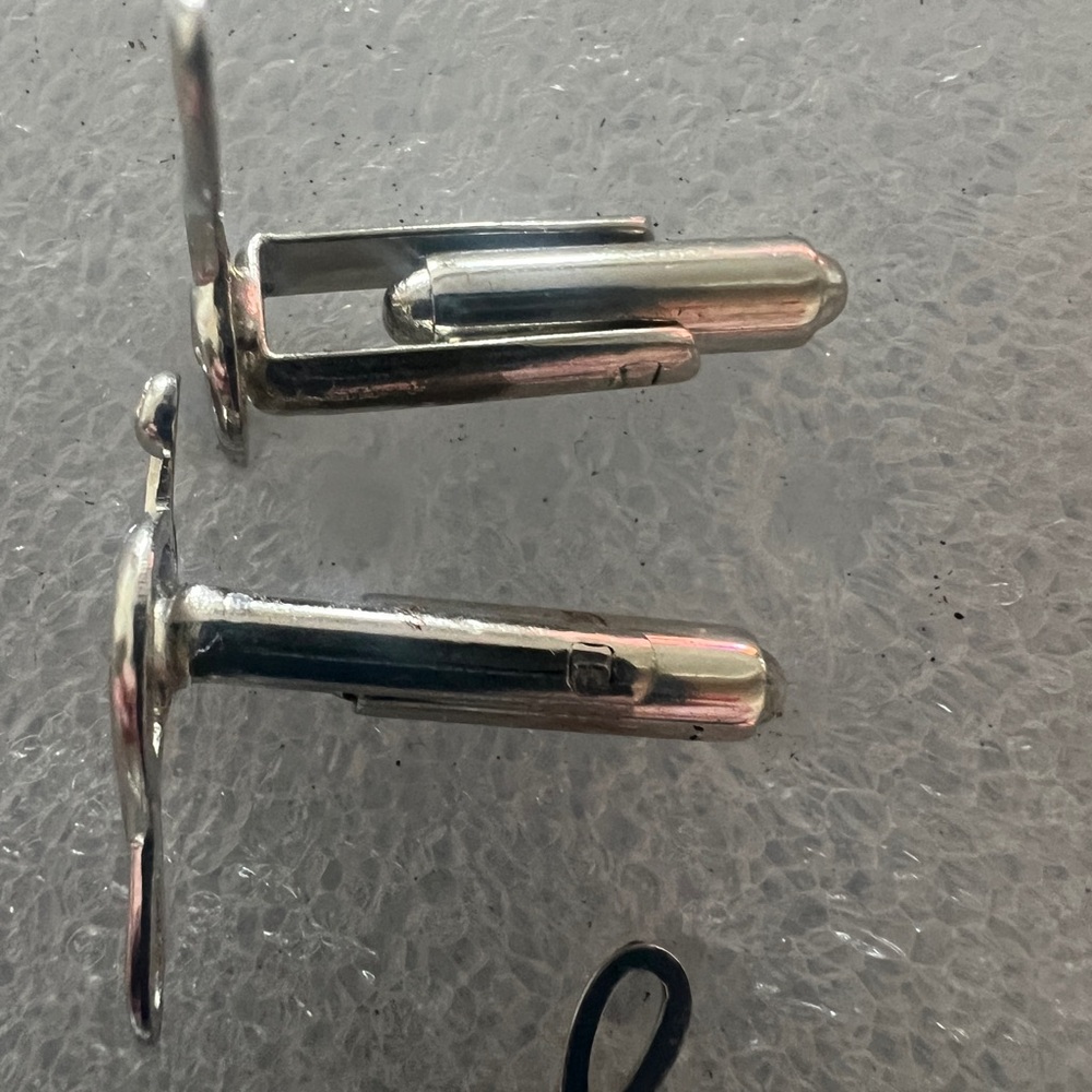 Vintage Silver Music Note Cuff Links and Tie Clip Set - Picture 5 of 6